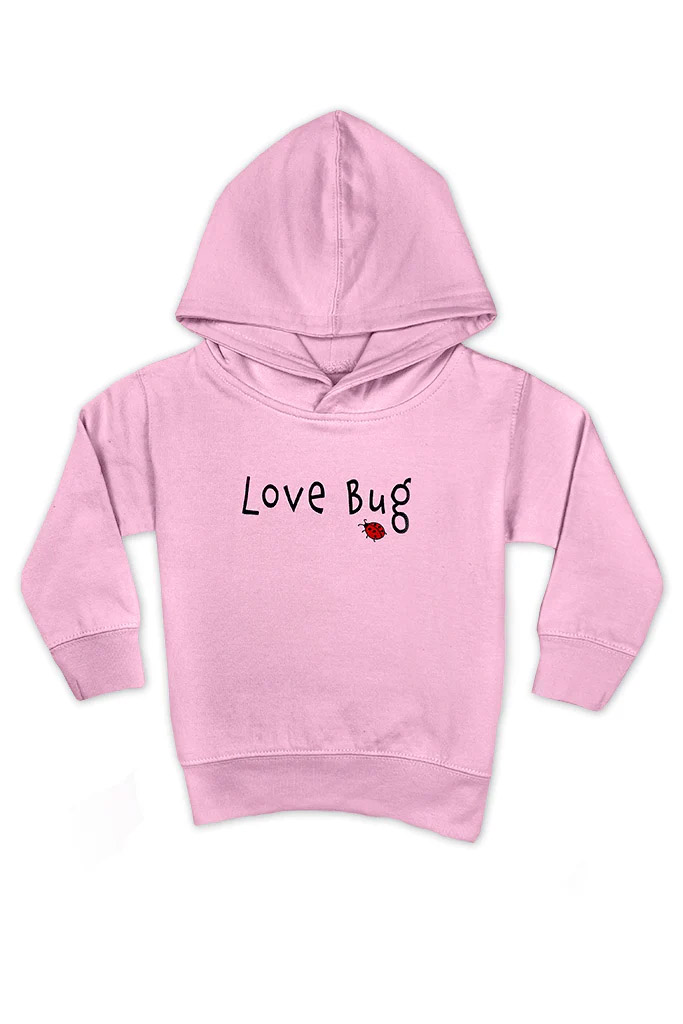 Love Bug Hoodie black print on pink
