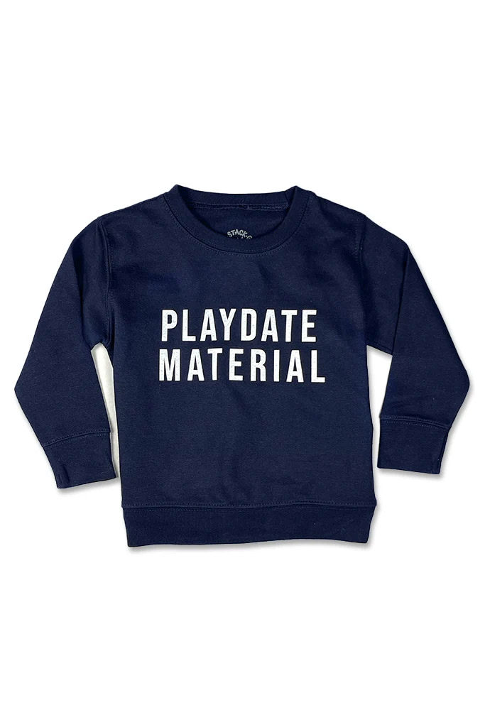 Playdate Material Sweatshirt white print on navy