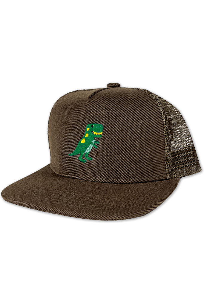 Dino Hat on Brown with mesh back